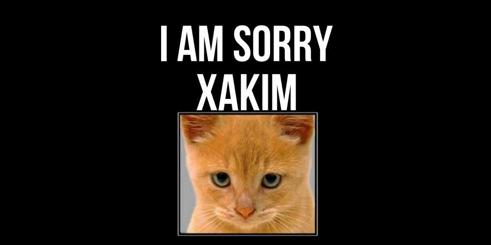 Greetings card с именем, ХАКІМ I am sorry рыжий грустный кот просит прощения Greetings with text for free download 