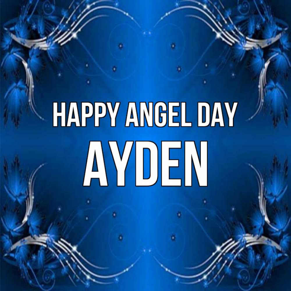 Greetings card с именем, Ayden happy angel day красивая рамочка с узорами Greetings with text for free download 