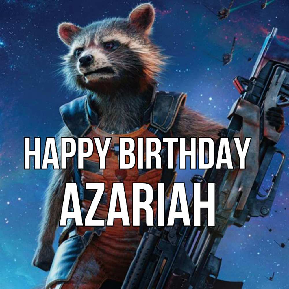 Greetings card с именем, Azariah Happy Birthday реактивный Рокета Greetings with text for free download 