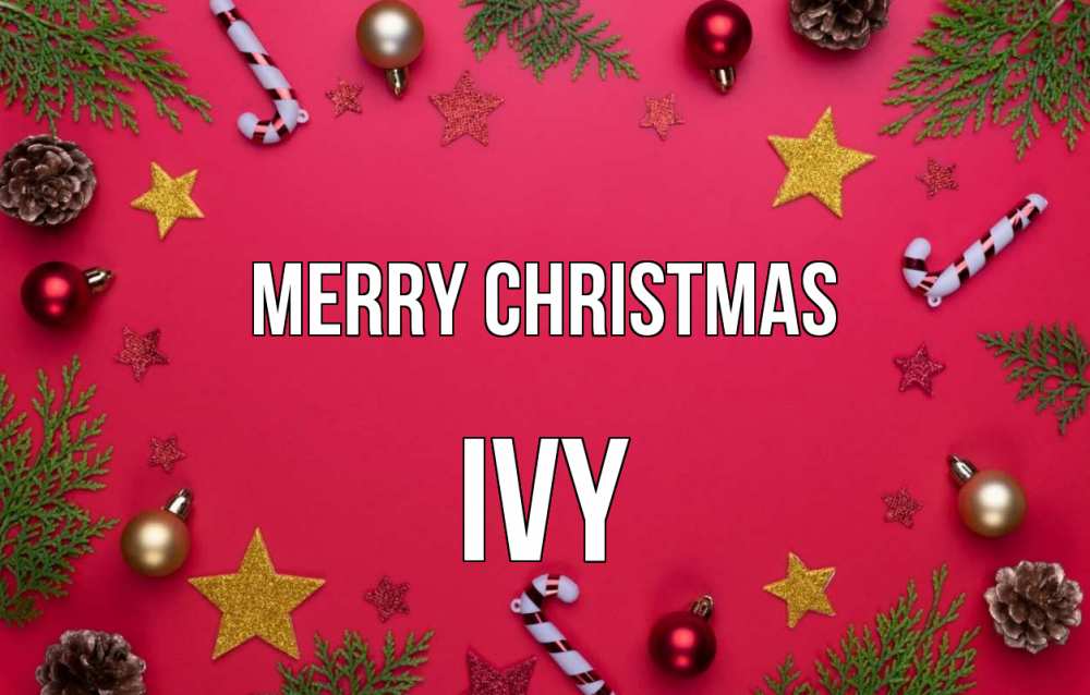 Greetings card с именем, Ivy Merry Christmas с рождеством Greetings with text for free download 