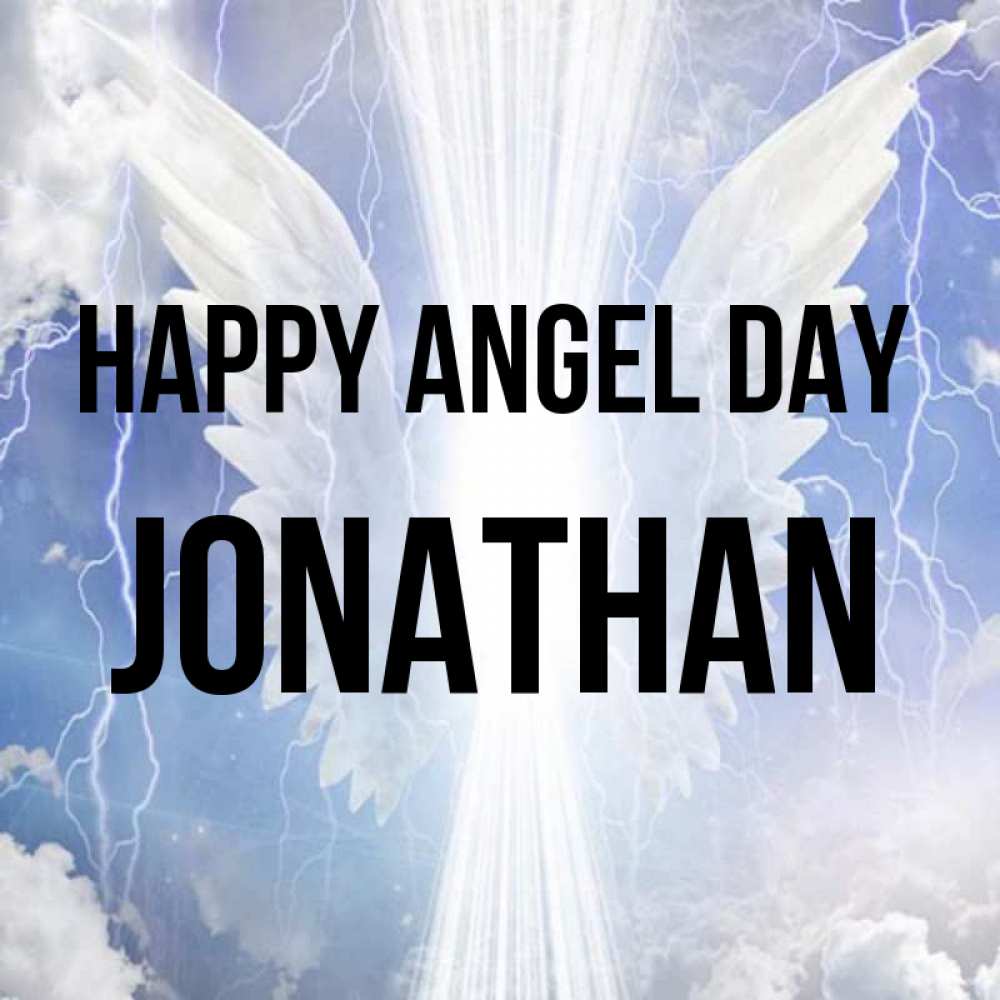 Greetings card с именем, Jonathan happy angel day молнии на небе и свет Greetings with text for free download 