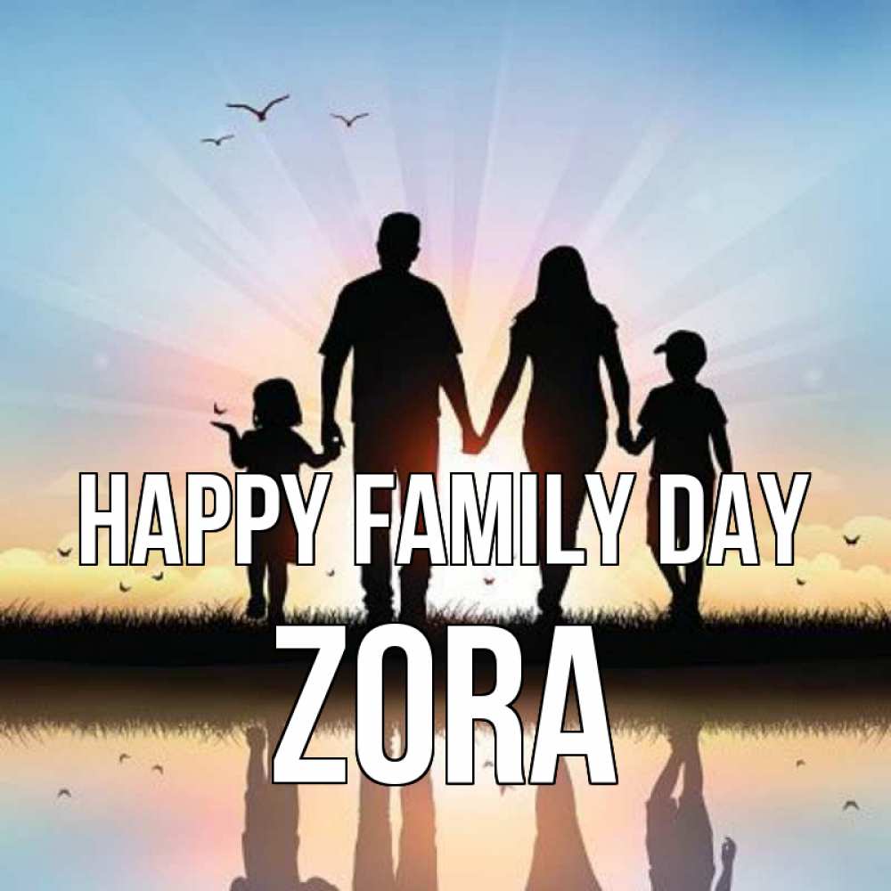 Greetings card с именем, Zora happy family day сын, дочка, мама, папа, море , закат Greetings with text for free download 