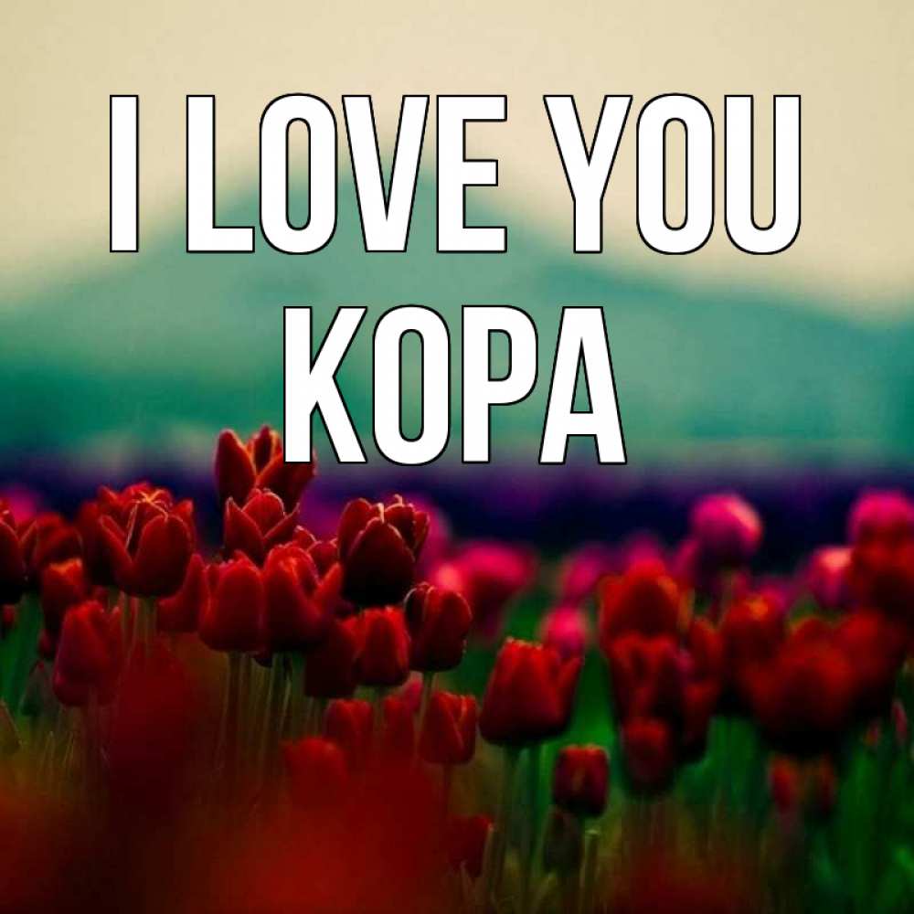 Greetings card с именем, Кора I love you тюльпаны 4 Greetings with text for free download 