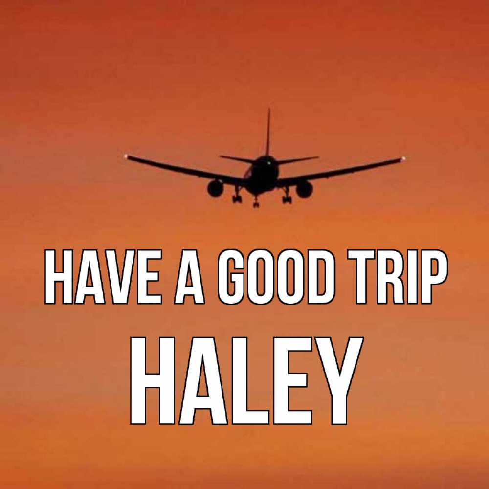 Greetings card с именем, Haley Have a good trip силуэт самолета Greetings with text for free download 