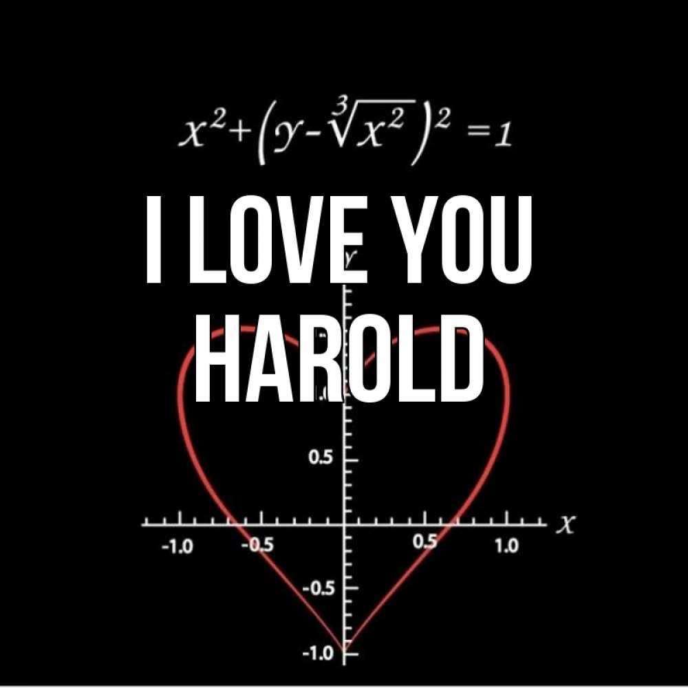 Greetings card с именем, Harold I love you сердечная формула Greetings with text for free download 