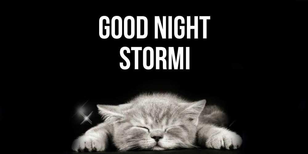 Greetings card с именем, Stormi Good night спящий котик Greetings with text for free download 