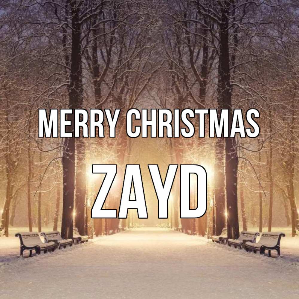 Greetings card с именем, Zayd Merry Christmas зима, парк, фонарь, лес Greetings with text for free download 