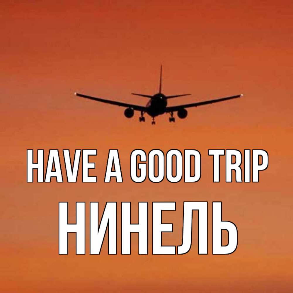 Greetings card с именем, Нинель Have a good trip силуэт самолета Greetings with text for free download 
