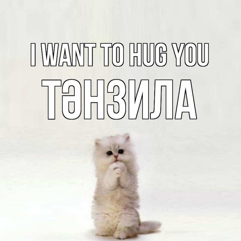 Greetings card с именем, ТӘНЗИЛА I want to hug you открытки с креативными подписями Greetings with text for free download 
