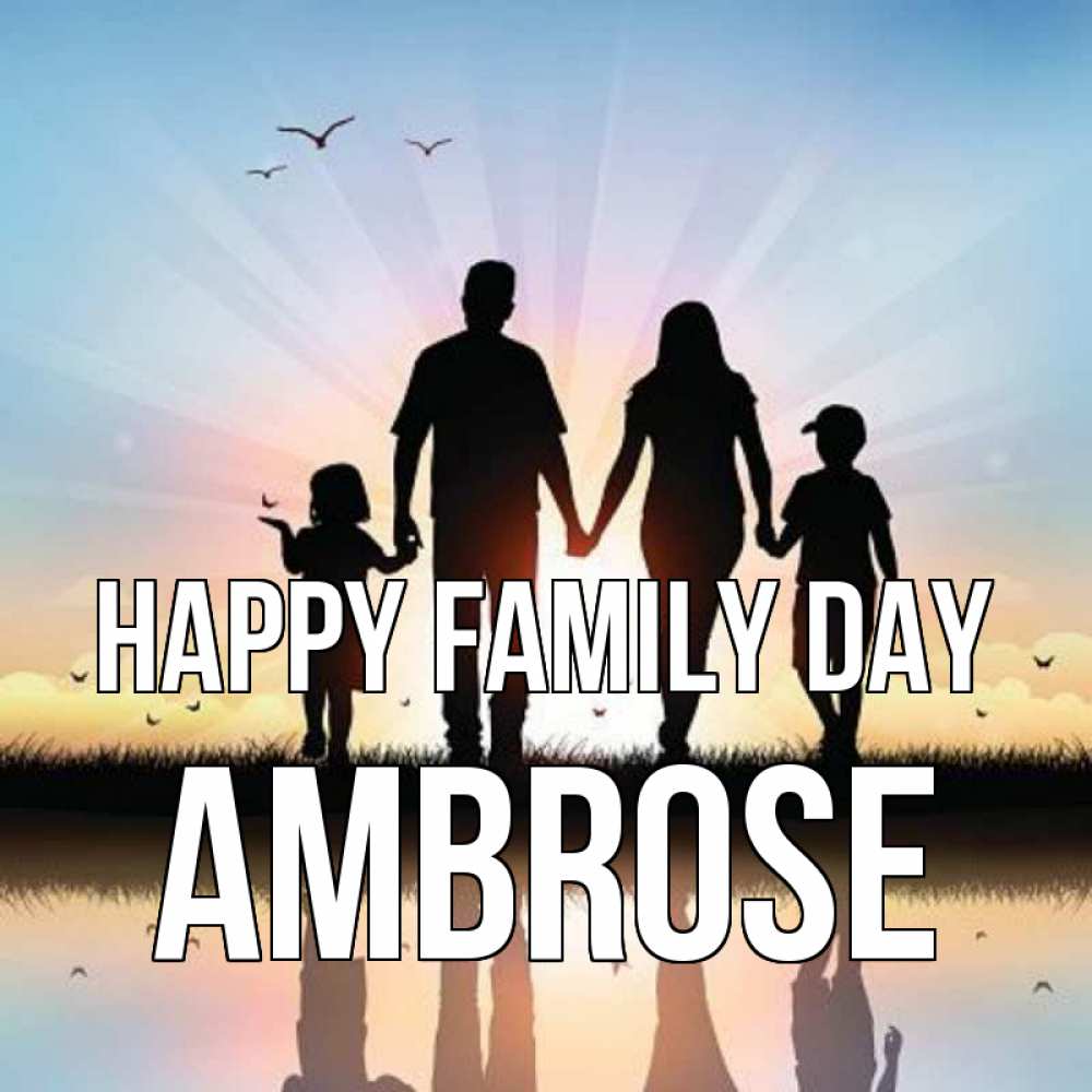Greetings card с именем, Ambrose happy family day сын, дочка, мама, папа, море , закат Greetings with text for free download 