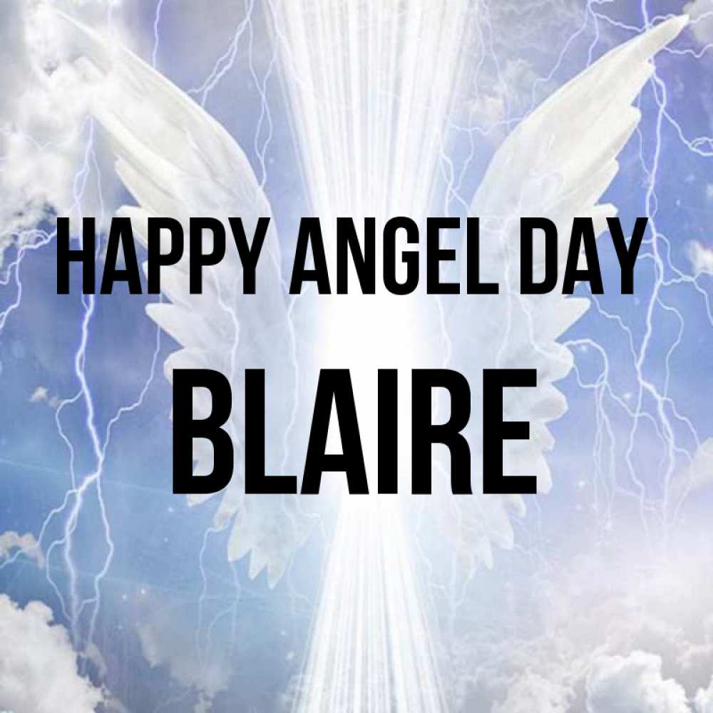 Greetings card с именем, Blaire happy angel day молнии на небе и свет Greetings with text for free download 