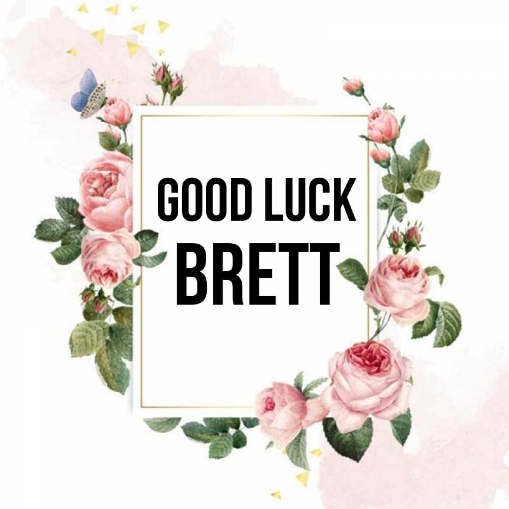 Greetings card с именем, Brett Good luck розовые розы Greetings with text for free download 