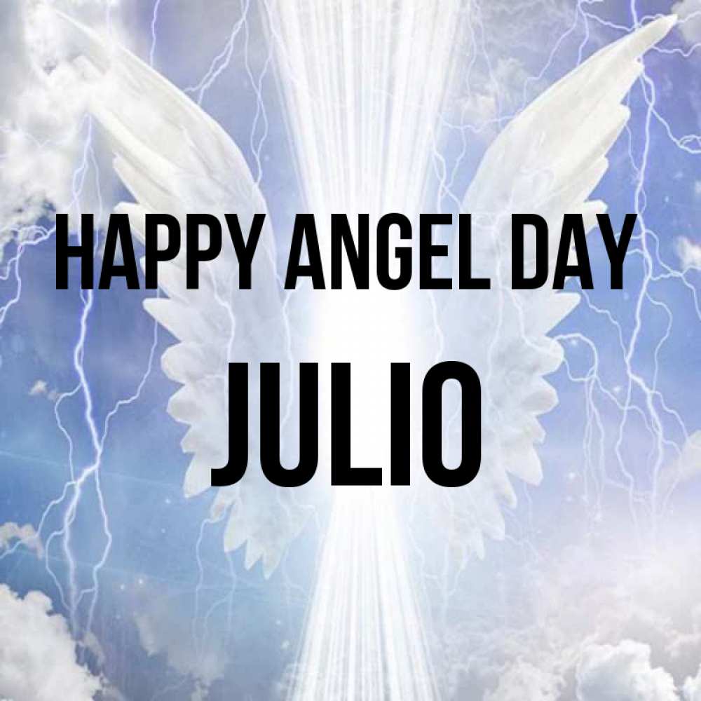 Greetings card с именем, Julio happy angel day молнии на небе и свет Greetings with text for free download 