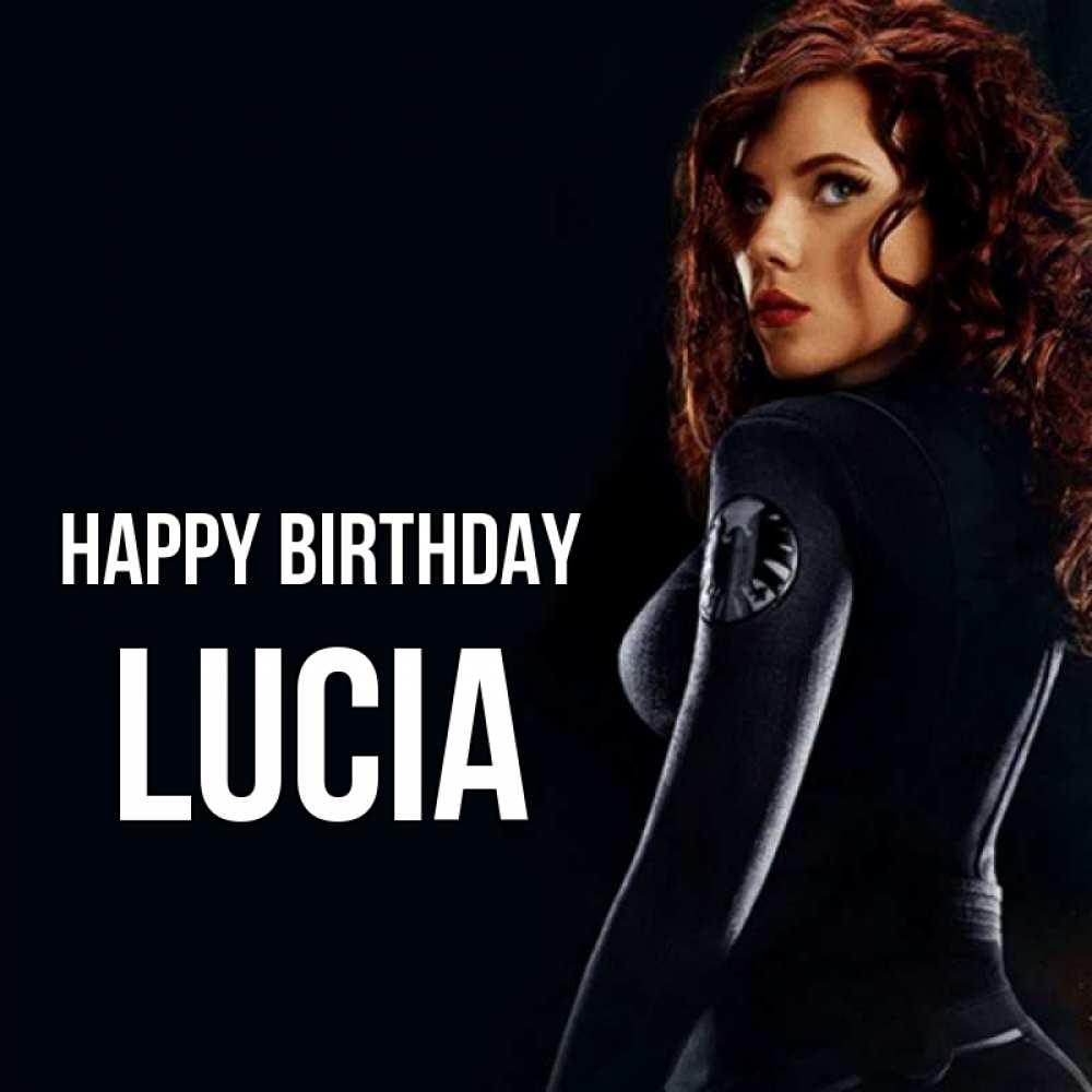Greetings card с именем, Lucia Happy Birthday Марвел черная вдова Greetings with text for free download 