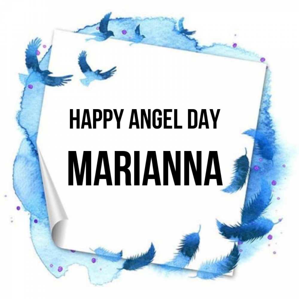 Greetings card с именем, Marianna happy angel day красивые птицы летят Greetings with text for free download 