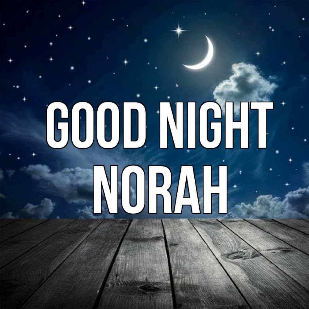 Greetings card с именем, Norah Good night месяц и звезда Greetings with text for free download 