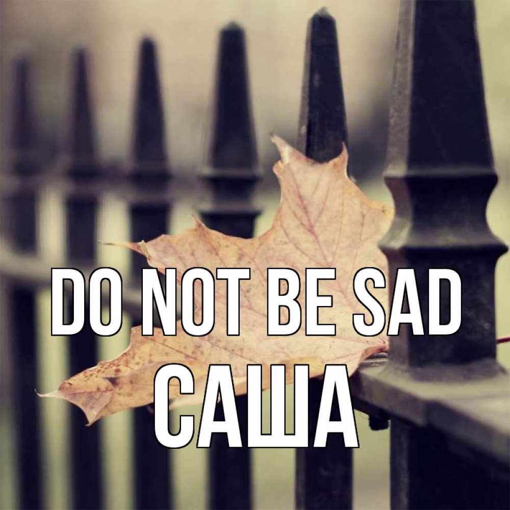 Greetings card с именем, Саша Do not be sad лист клена Greetings with text for free download 