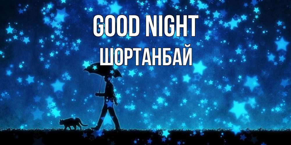 Greetings card с именем, ШОРТАНБАЙ Good night ночные прогулки с котом под звездами Greetings with text for free download 