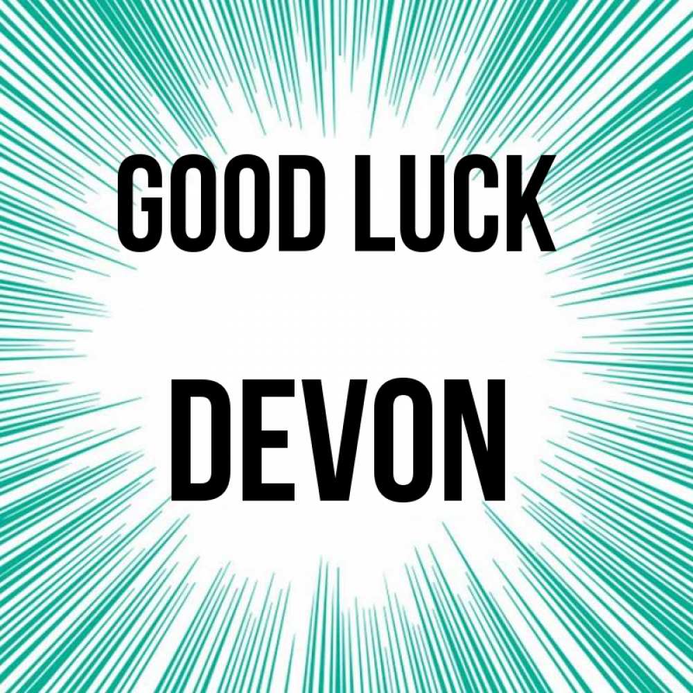 Greetings card с именем, Devon Good luck на удачу Greetings with text for free download 