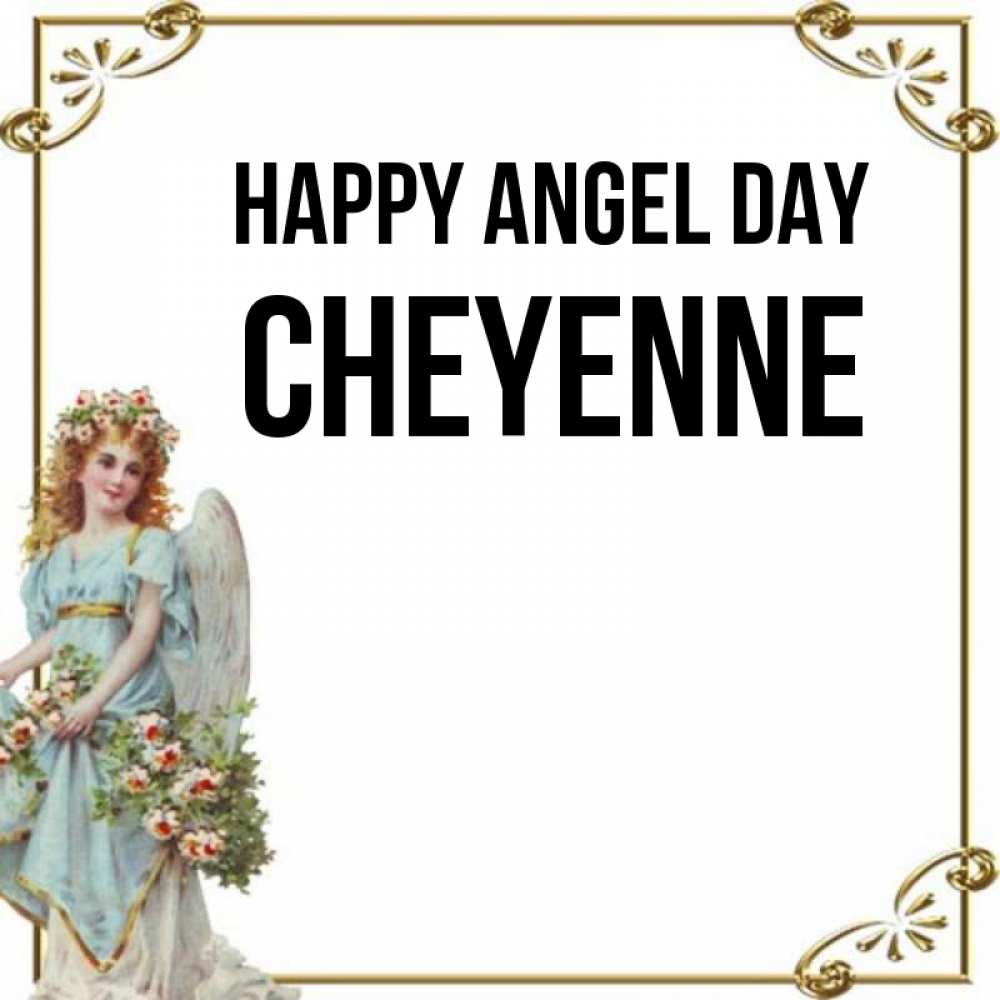 Greetings card с именем, Cheyenne happy angel day с именинами от девушки ангела Greetings with text for free download 