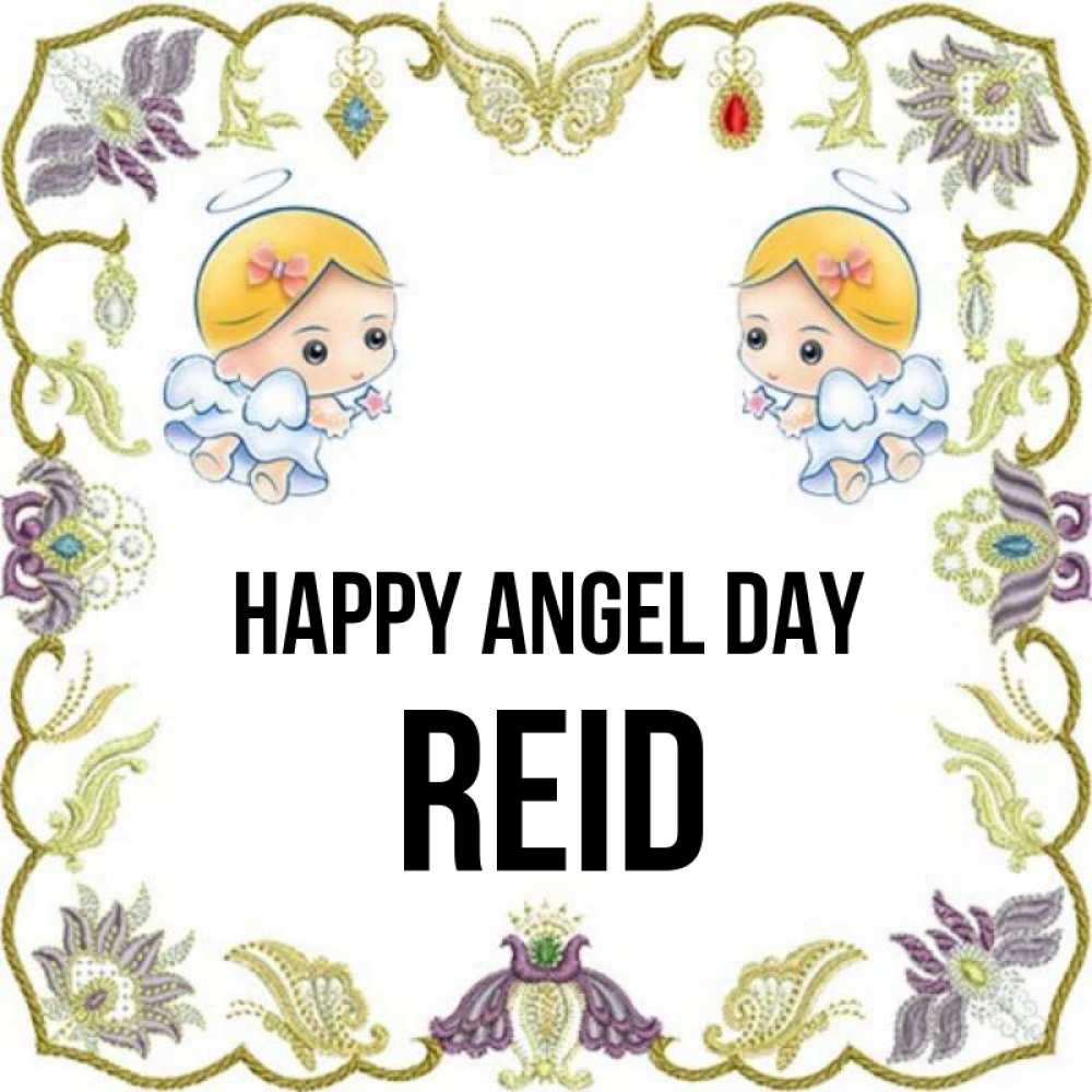 Greetings card с именем, Reid happy angel day маленькие ангелы с крылышками Greetings with text for free download 