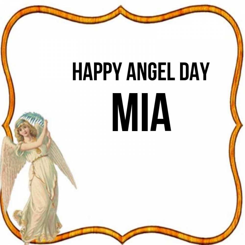 Greetings card с именем, Mia happy angel day рамочка простая Greetings with text for free download 