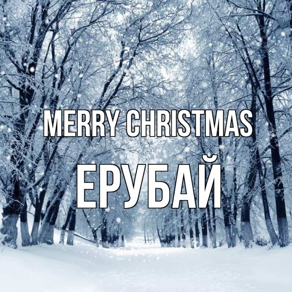 Greetings card с именем, Ерубай Merry Christmas снег, лес, парк Greetings with text for free download 