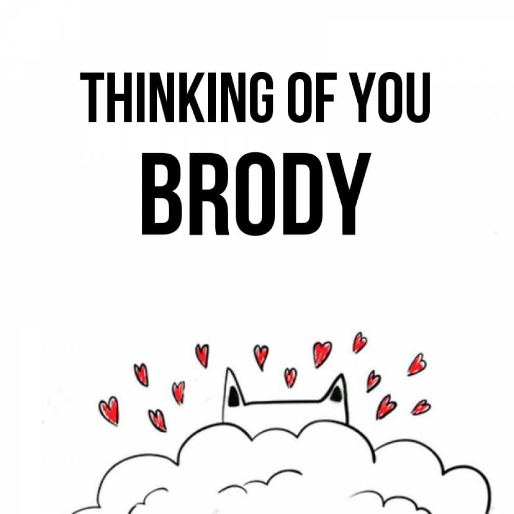 Greetings card с именем, Brody Thinking of you кот за облаком Greetings with text for free download 