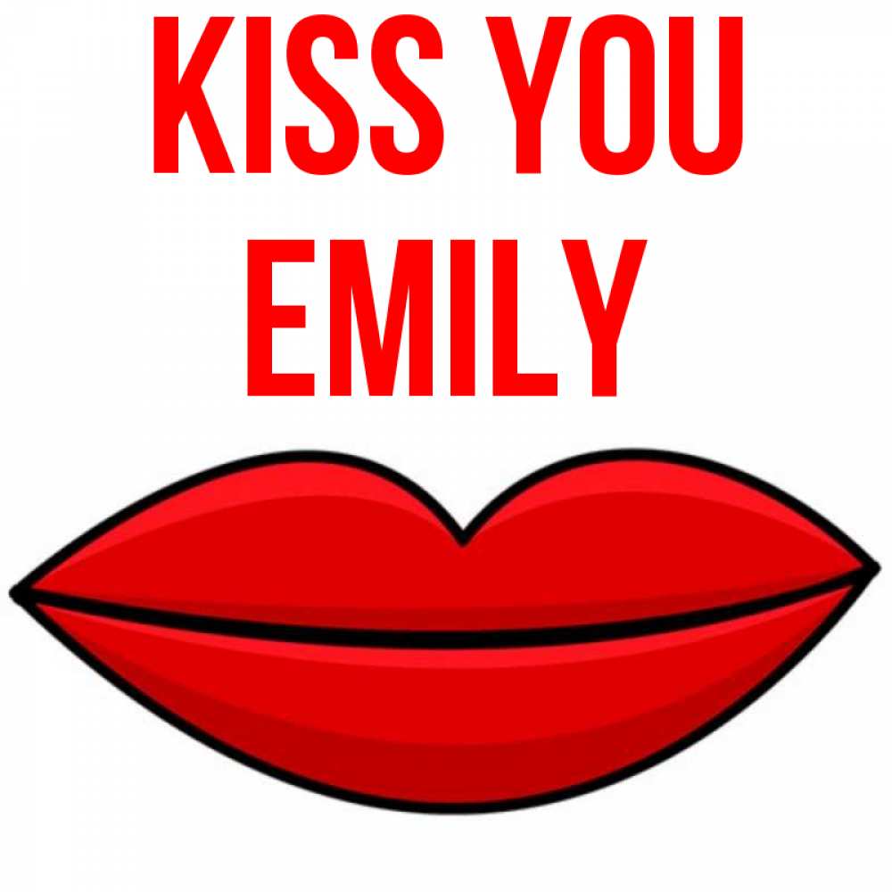 Greetings card с именем, Emily Kiss you губы векторные Greetings with text for free download 