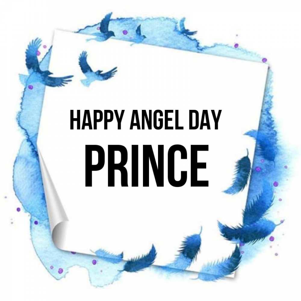 Greetings card с именем, Prince happy angel day красивые птицы летят Greetings with text for free download 
