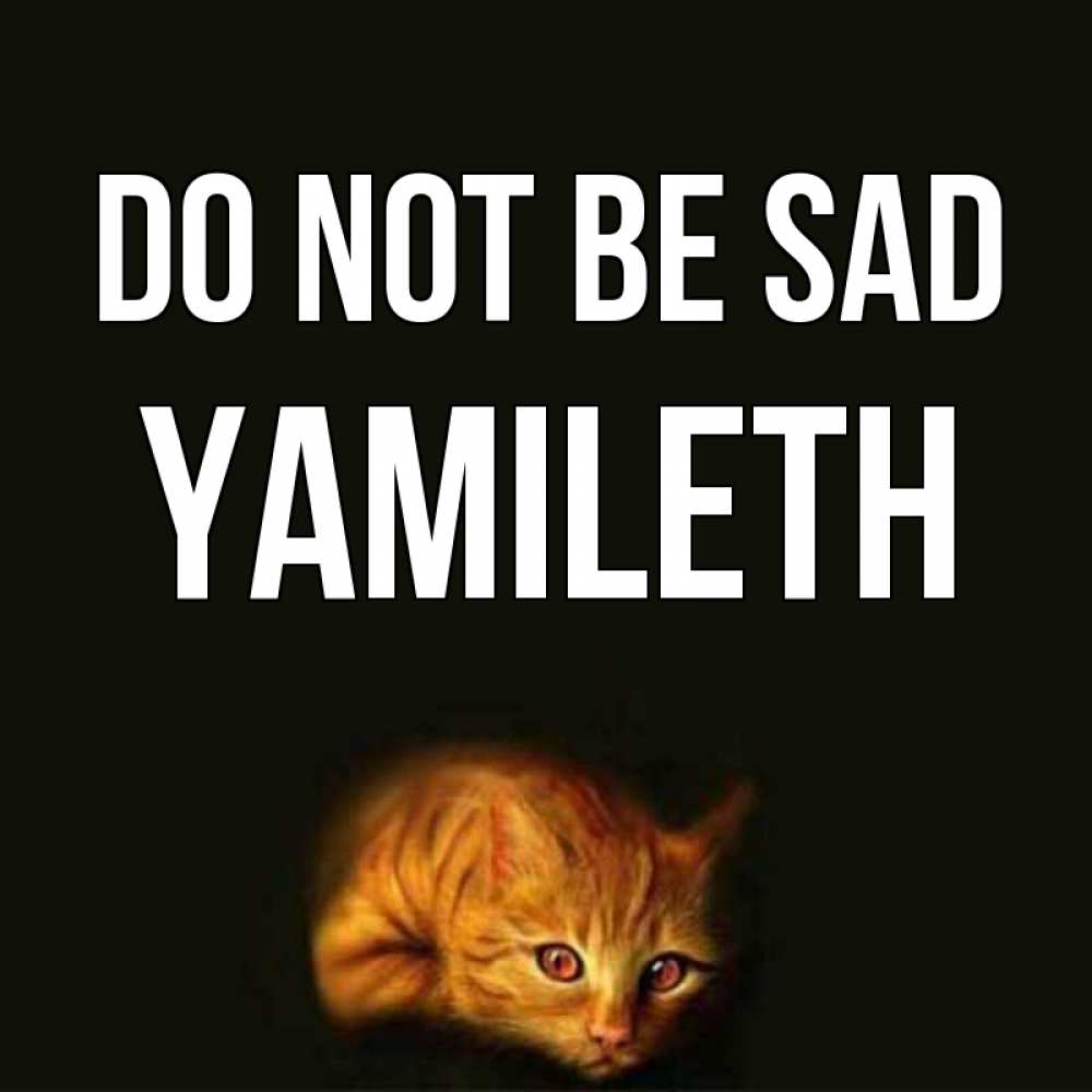 Greetings card с именем, Yamileth Do not be sad лежащий кот в темноте Greetings with text for free download 