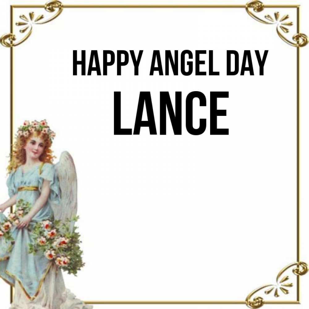 Greetings card с именем, Lance happy angel day с именинами от девушки ангела Greetings with text for free download 