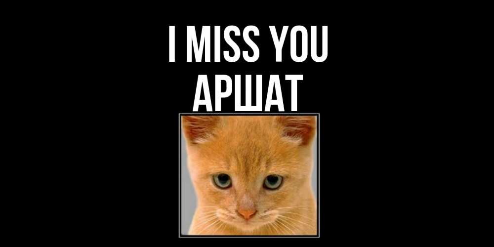 Greetings card с именем, АРШАТ I miss you открытки рыжий котенок скучает по тебе Greetings with text for free download 