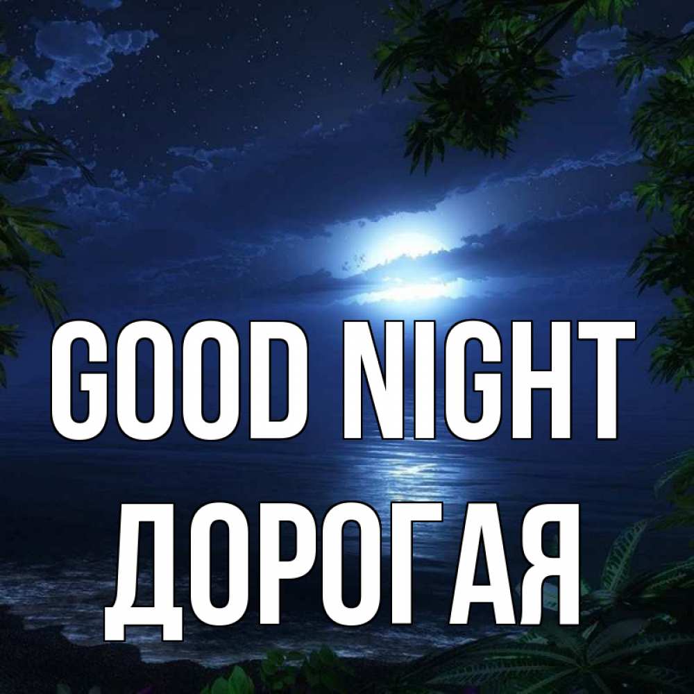 Greetings card с именем, Дорогая Good night тропический остров Greetings with text for free download 