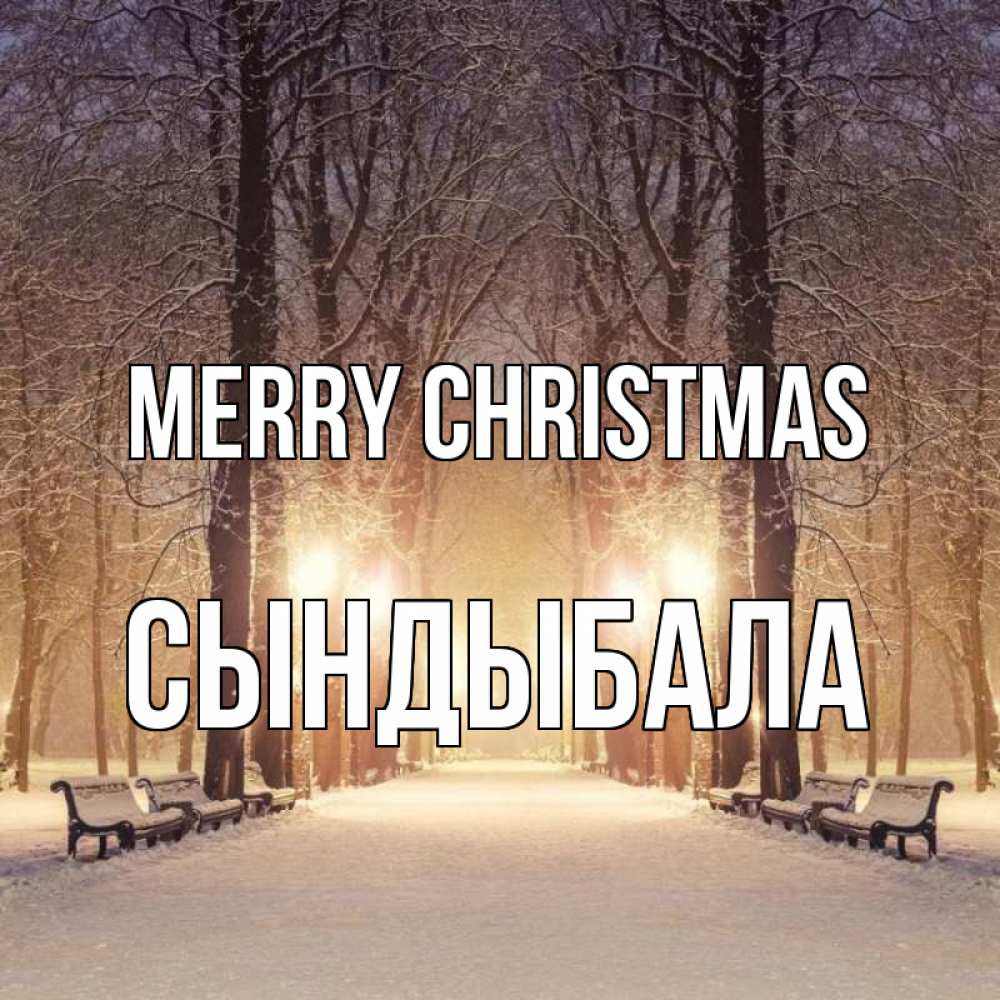 Greetings card с именем, СЫНДЫБАЛА Merry Christmas зима, парк, фонарь, лес Greetings with text for free download 