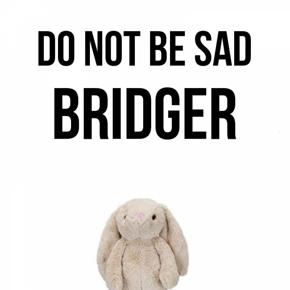 Greetings card с именем, Bridger Do not be sad детская игрушка зайчика Greetings with text for free download 