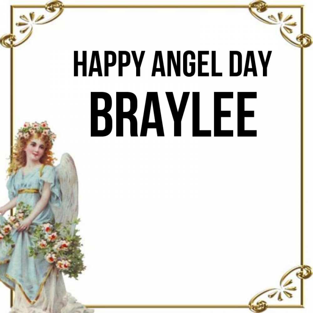 Greetings card с именем, Braylee happy angel day с именинами от девушки ангела Greetings with text for free download 