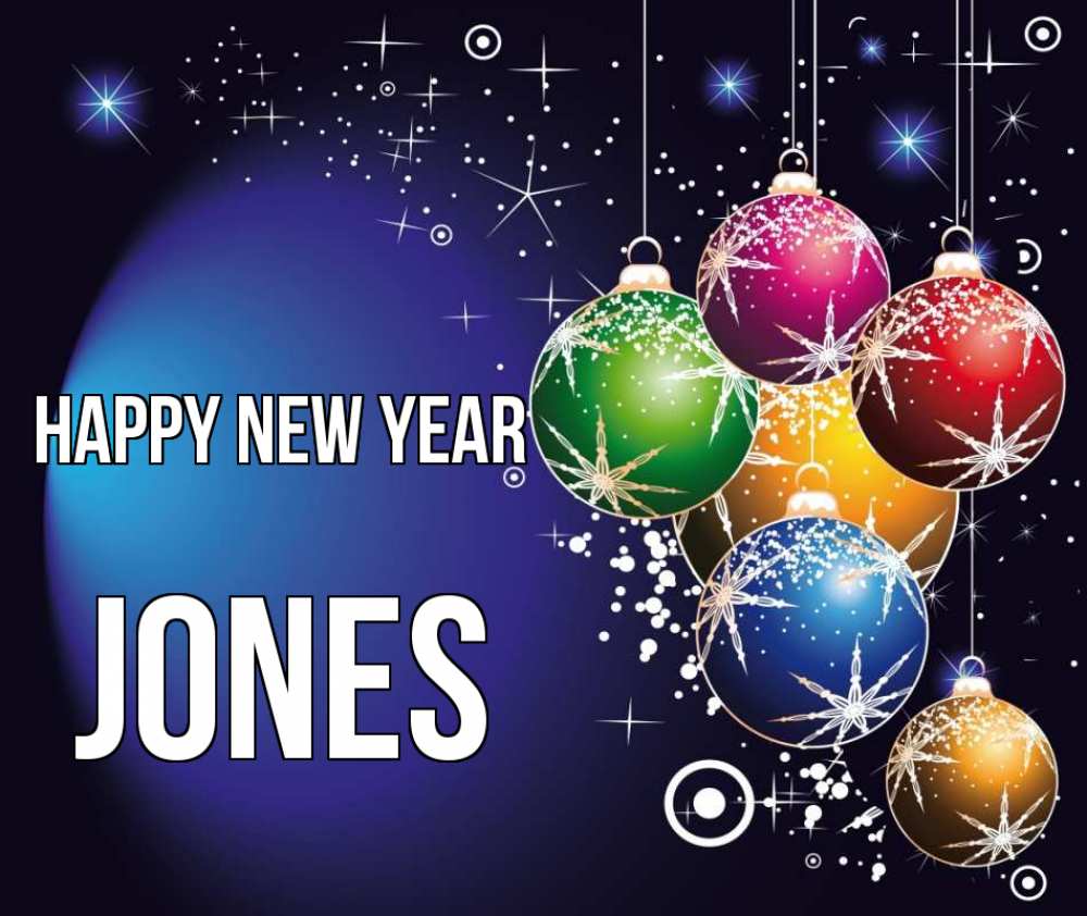 Greetings card с именем, Jones Happy New Year новый год Greetings with text for free download 