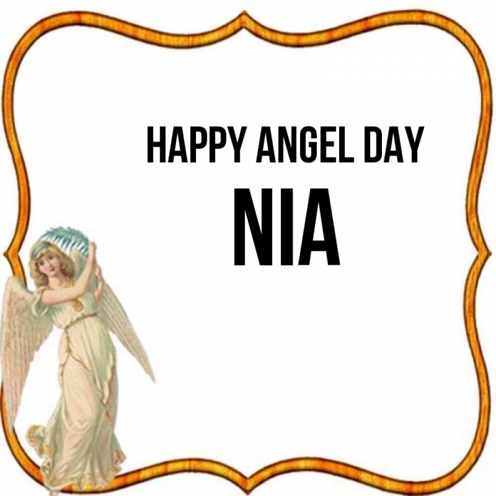 Greetings card с именем, Nia happy angel day рамочка простая Greetings with text for free download 