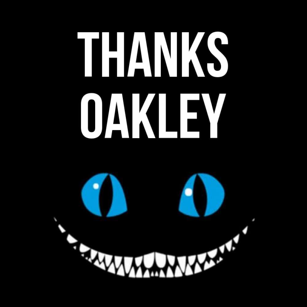 Greetings card с именем, Oakley Thanks благодарю от чеширика Greetings with text for free download 