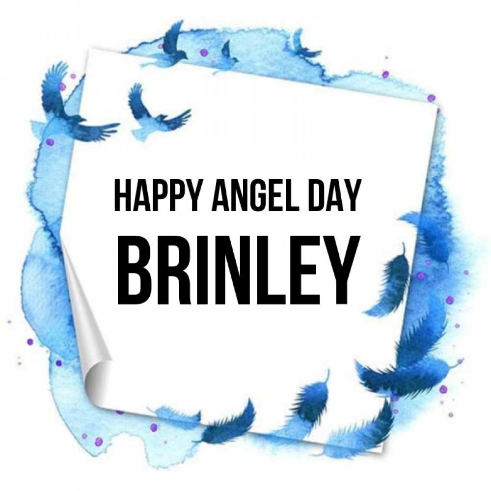 Greetings card с именем, Brinley happy angel day красивые птицы летят Greetings with text for free download 