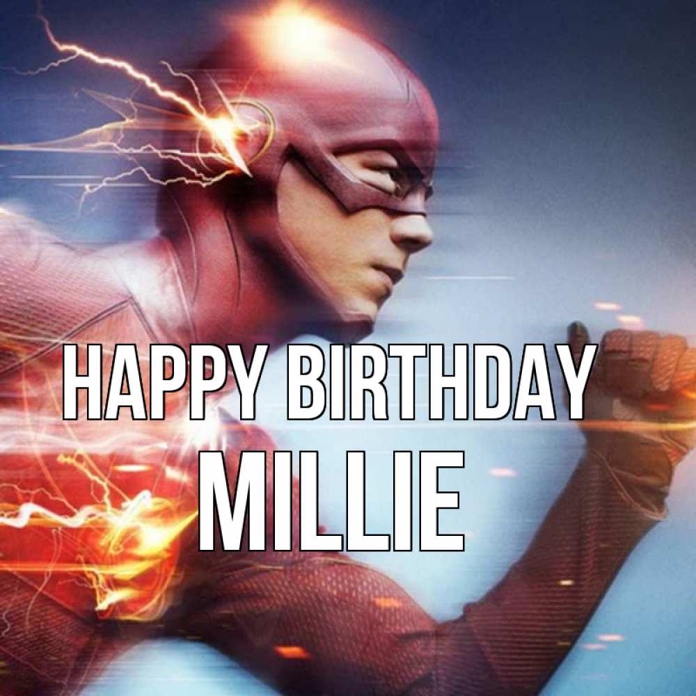Greetings card с именем, Millie Happy Birthday супергерои быстрые Greetings with text for free download 