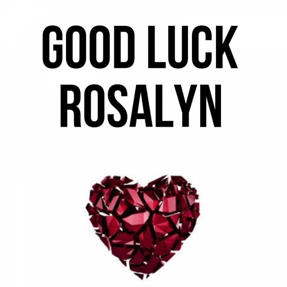 Greetings card с именем, Rosalyn Good luck бордовое из кристаллов  1 Greetings with text for free download 