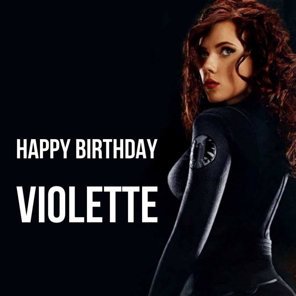 Greetings card с именем, Violette Happy Birthday Марвел черная вдова Greetings with text for free download 