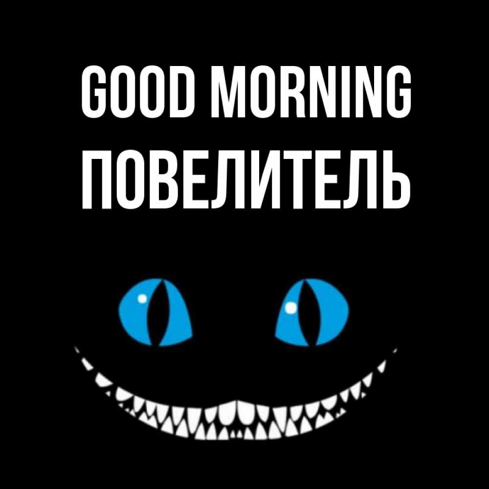 Greetings card с именем, Повелитель Good morning голубые глаза и зубки Greetings with text for free download 