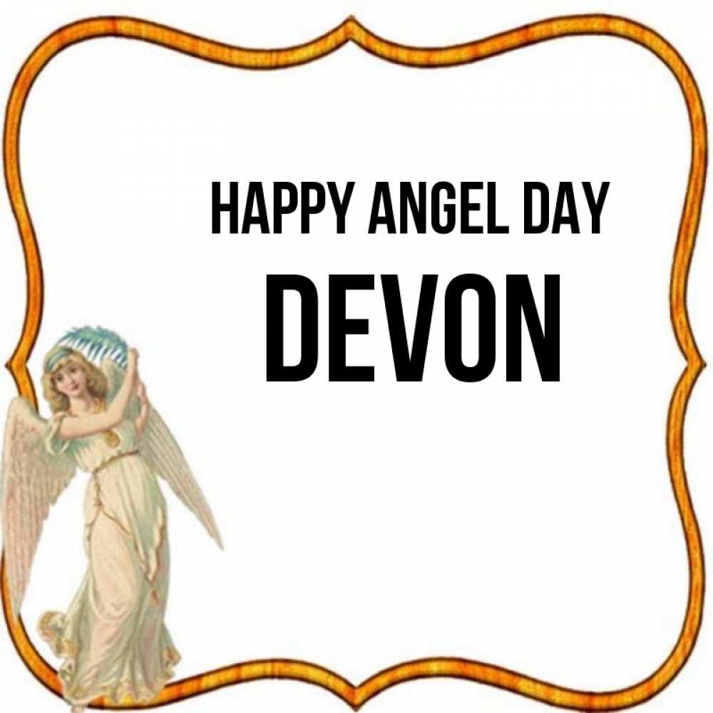 Greetings card с именем, Devon happy angel day рамочка простая Greetings with text for free download 