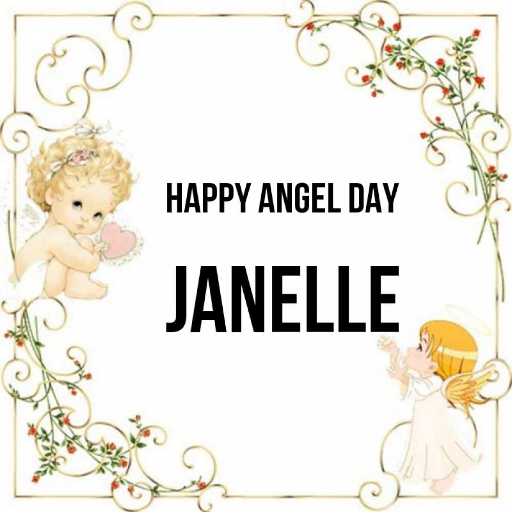 Greetings card с именем, Janelle happy angel day ангелы желают прекрасных именин Greetings with text for free download 