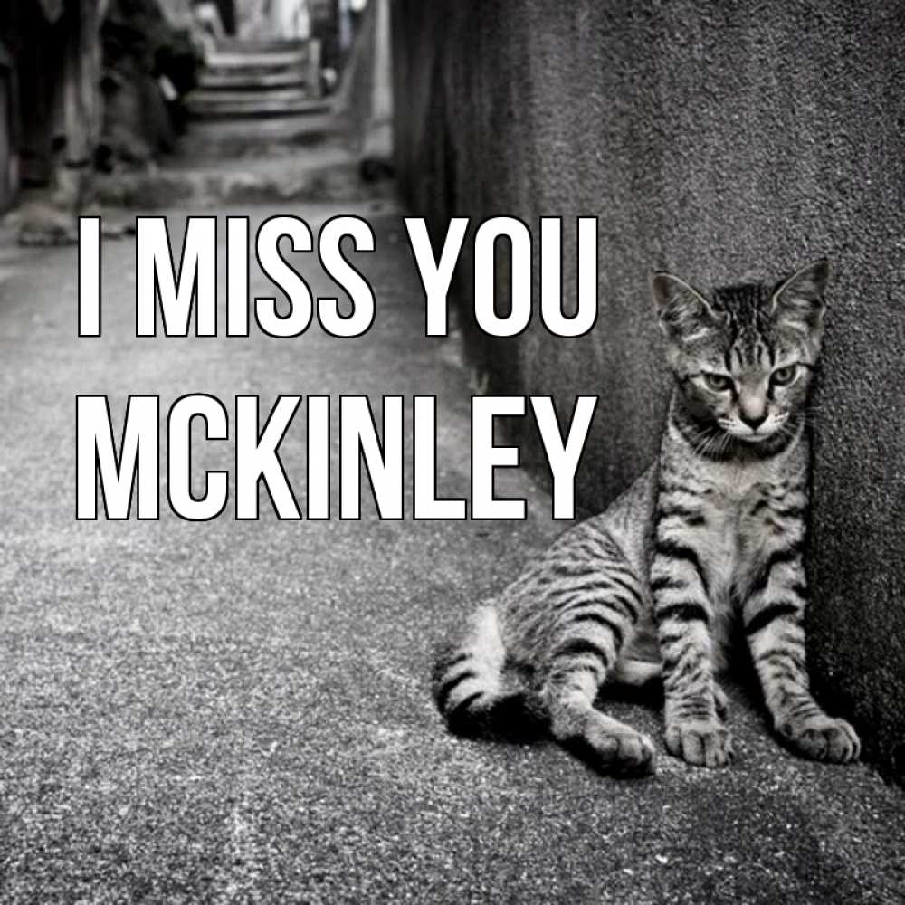 Greetings card с именем, Mckinley I miss you одиноко котику Greetings with text for free download 
