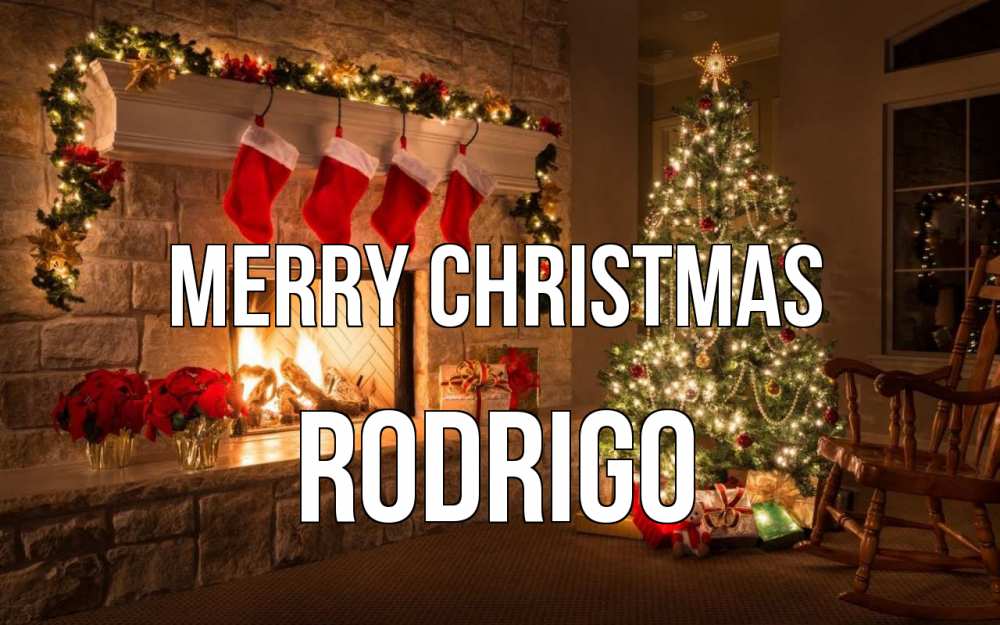 Greetings card с именем, Rodrigo Merry Christmas рождество Greetings with text for free download 