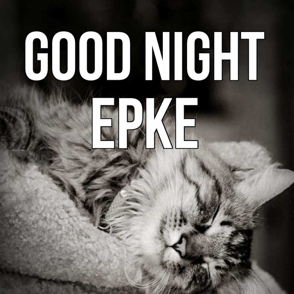 Greetings card с именем, ЕРКЕ Good night котярик пушистый Greetings with text for free download 